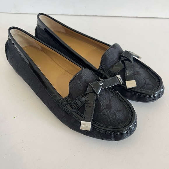 Coach Frida Black Signature Logo Loafer Size 7.5 - Picture 2 of 11